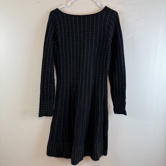 Krimson Klover Merino Silk Blend Sweater Dress Women Gray Stripe Long Sleeve M - Picture 6 of 10